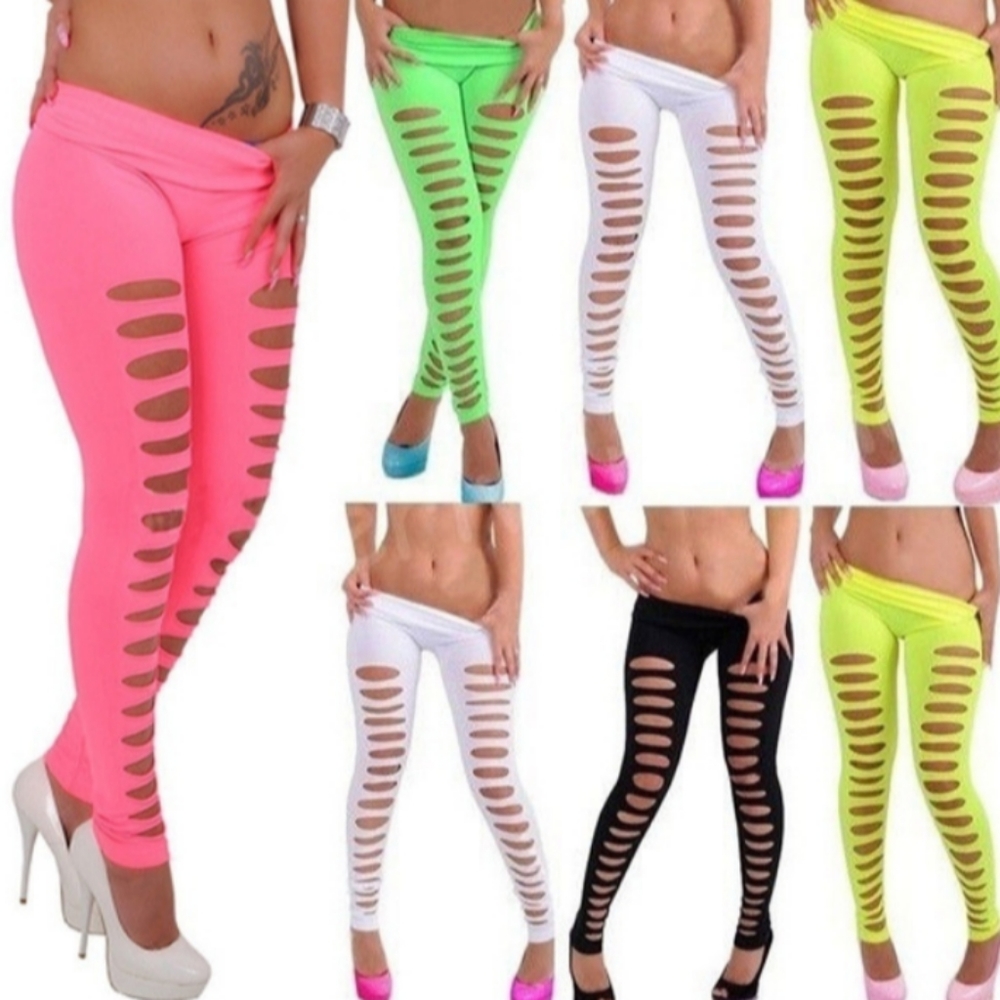 Neon Green 80s Style Leggings - Picture 2 of 4